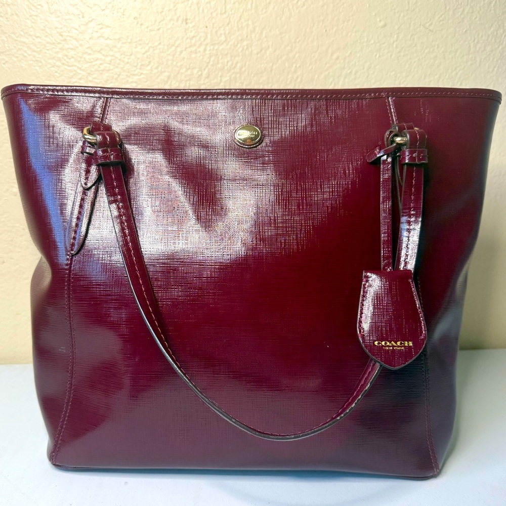 Coach Burgundy Leather Tote Bag - Picture 1 of 17